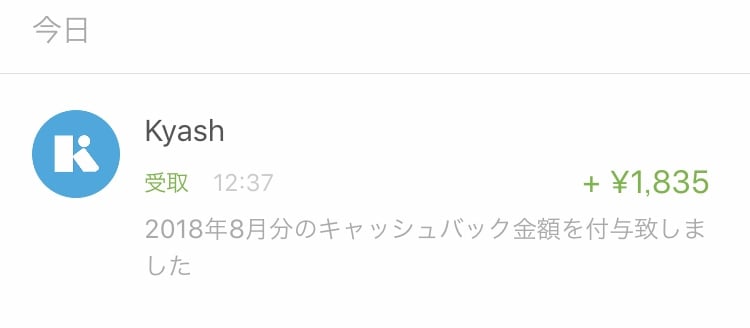 Kyashキャッシュバック金額